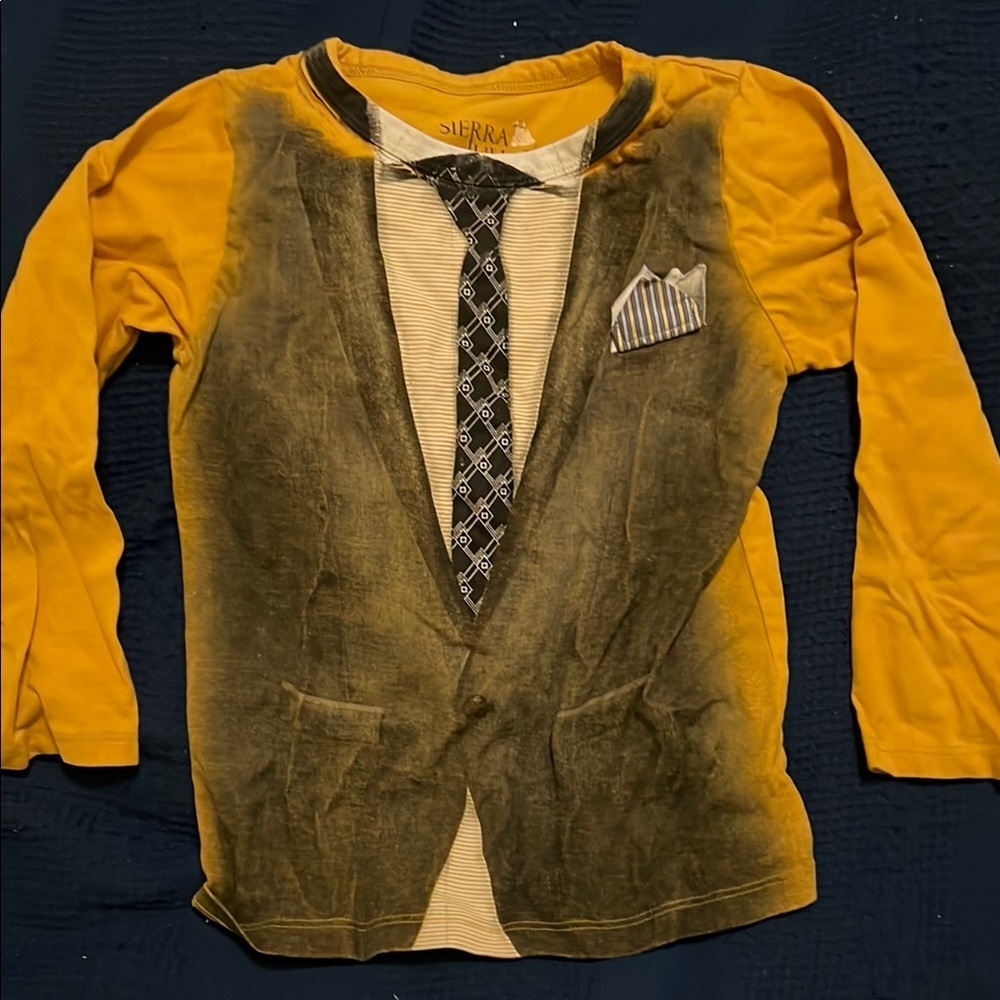 Yellow and Black Tie Boys T-shirt with Graphic Design